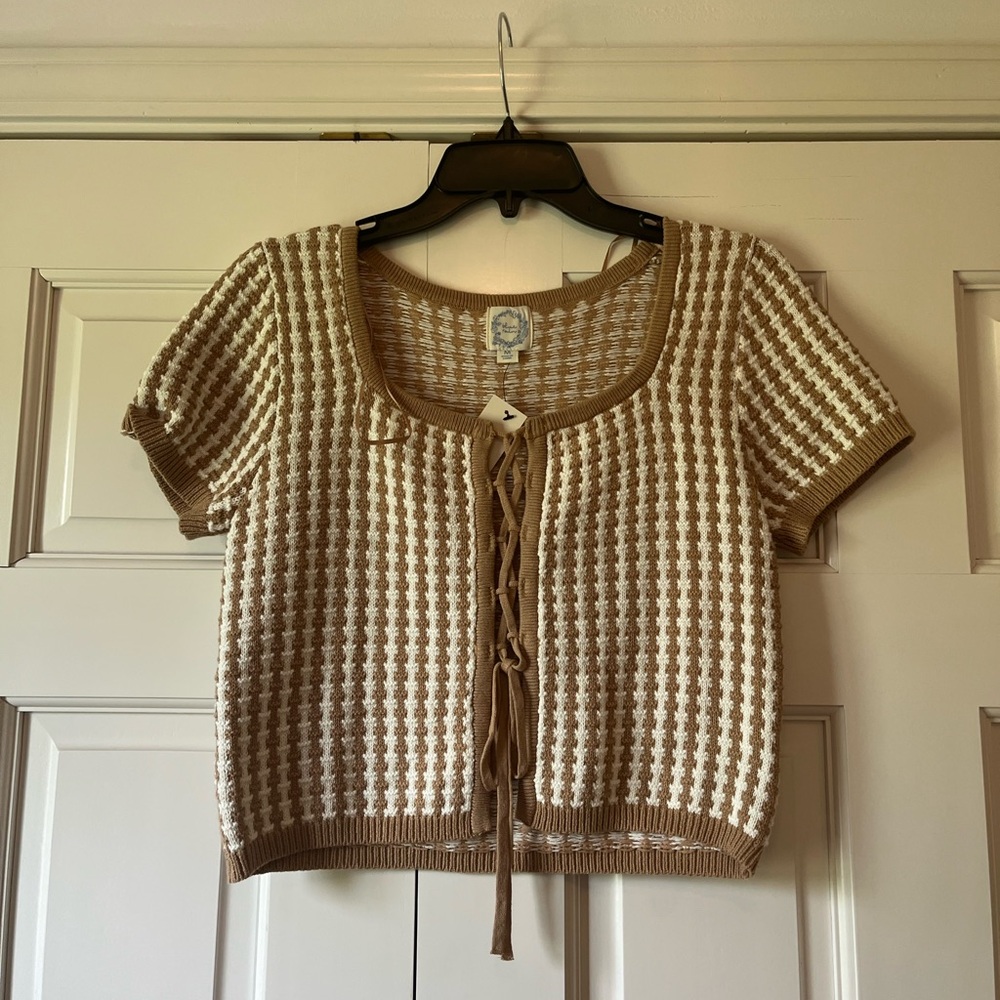 Blue Rain Brown and Brown and White Knit Top